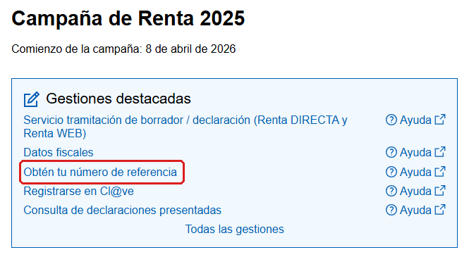 Obtener número de referencia de la renta en la sede de la Agencia Tributaria
