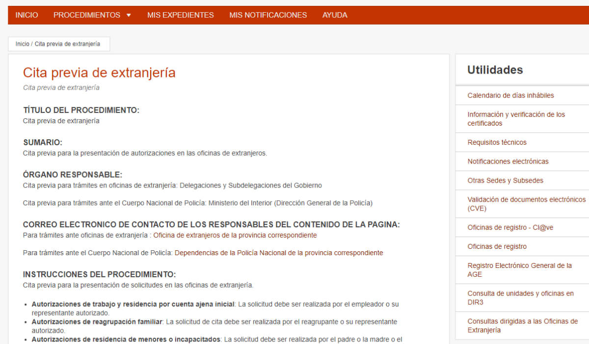 anular cita previa extranjeria